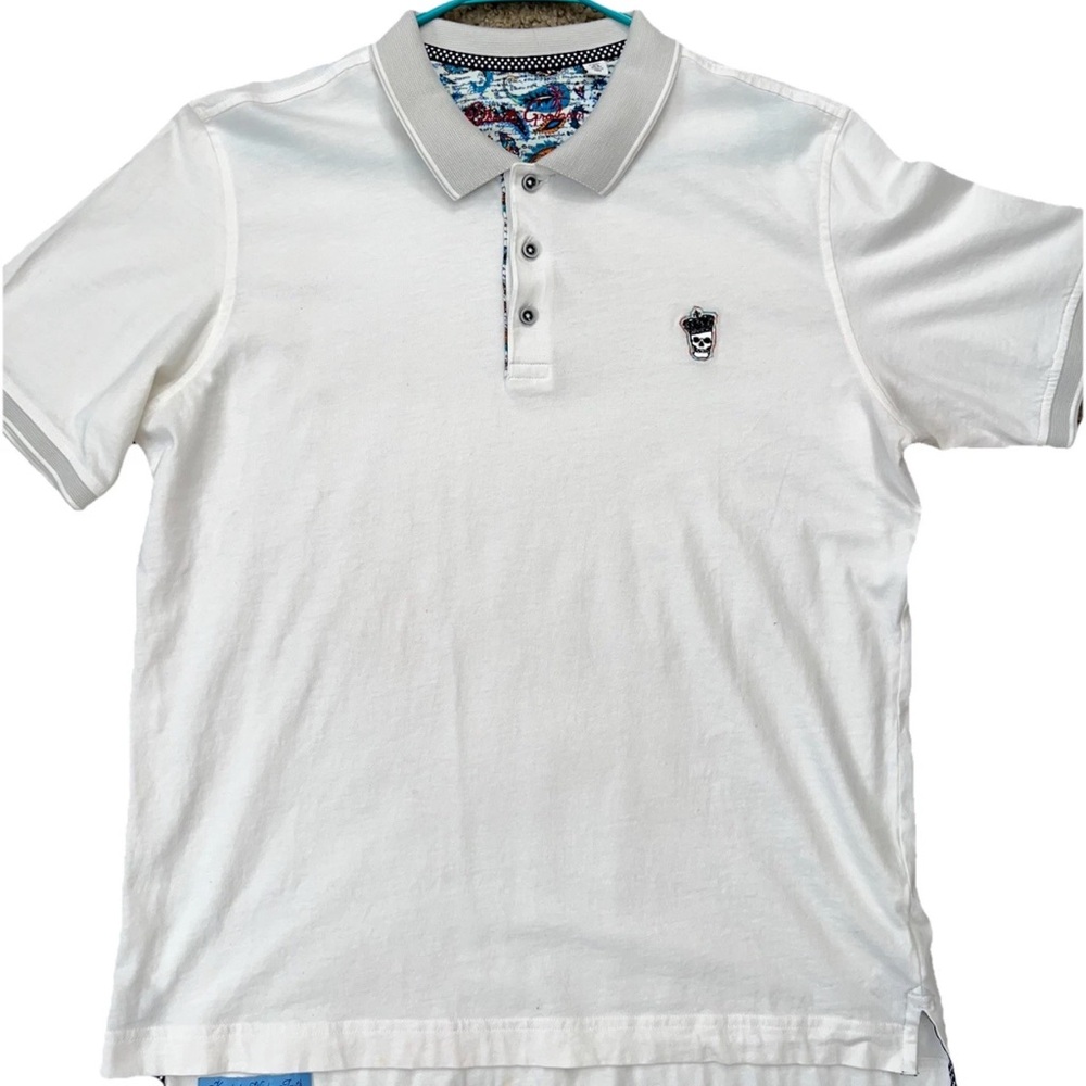 Robert Graham Men's White Lucifer Graphic Classic Fit Short Sleeve Polo Shirt